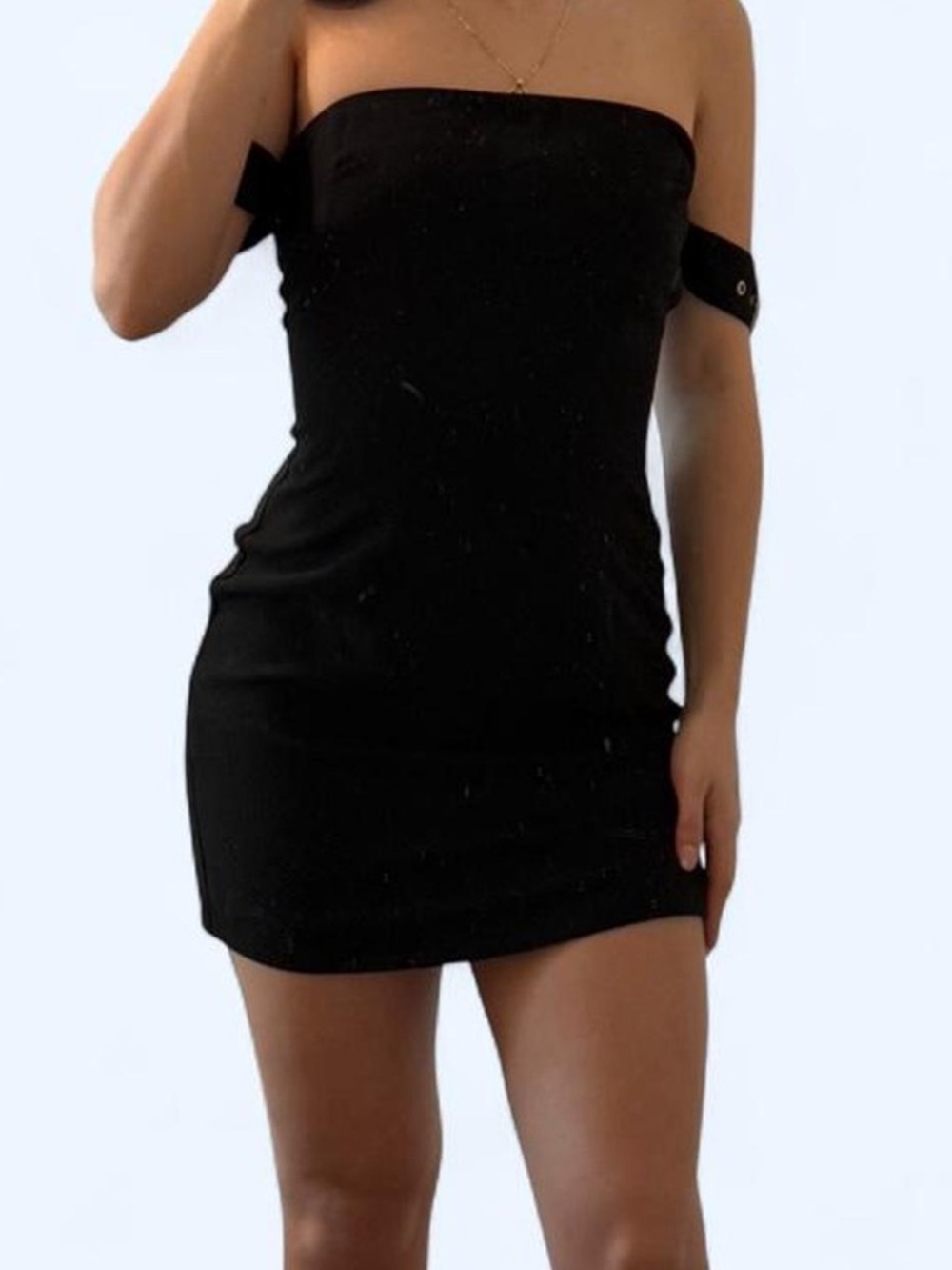 Forever 21 Black Strapless Dress with Belt Detail